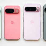 A picture of four Google Pixel phones