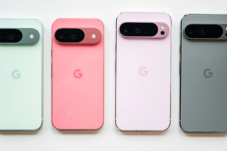 A picture of four Google Pixel phones