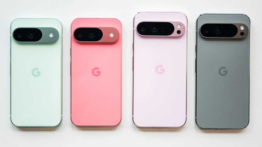 A picture of four Google Pixel phones